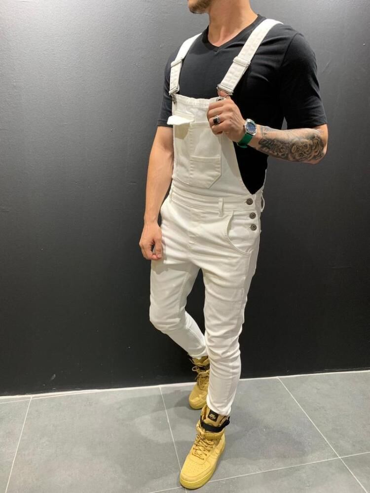 European New Mens Denim Jeans Solid Color Work Overalls Dungarees Bib Jumpsuits Pants Playsuit Trousers Male Clothing_voghion.com