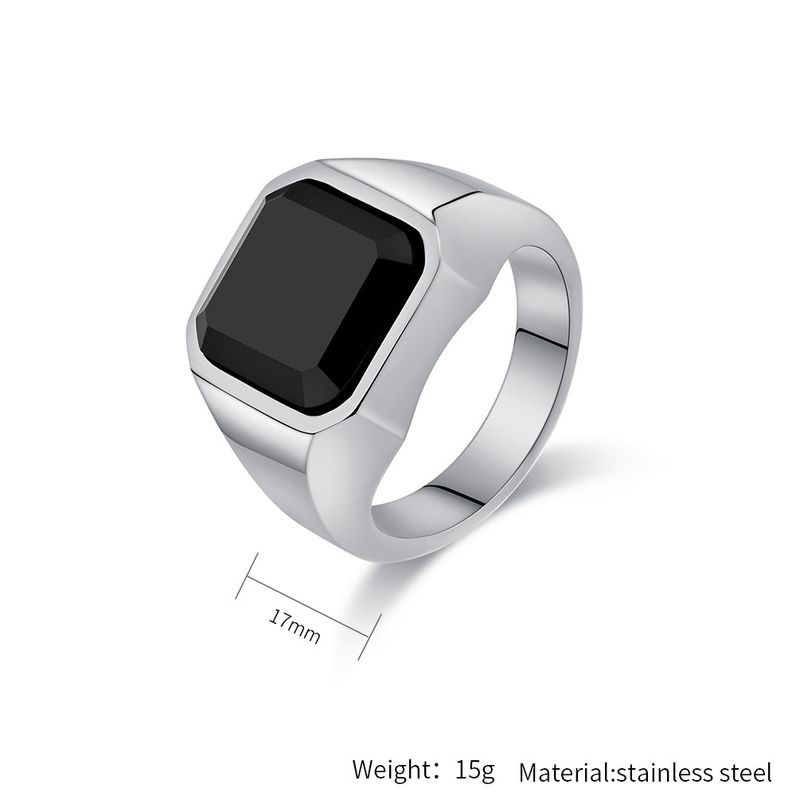 Gioielli da uomo, stile leggero e lussuoso, anello in acciaio inossidabile con gemma artificiale, gioiello in acciaio al titanio, gioiello da mano King Feel_voghion.com