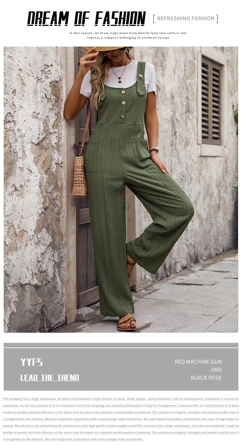 Tuta a pieghe larghe in tinta unita con trama casual_voghion.com