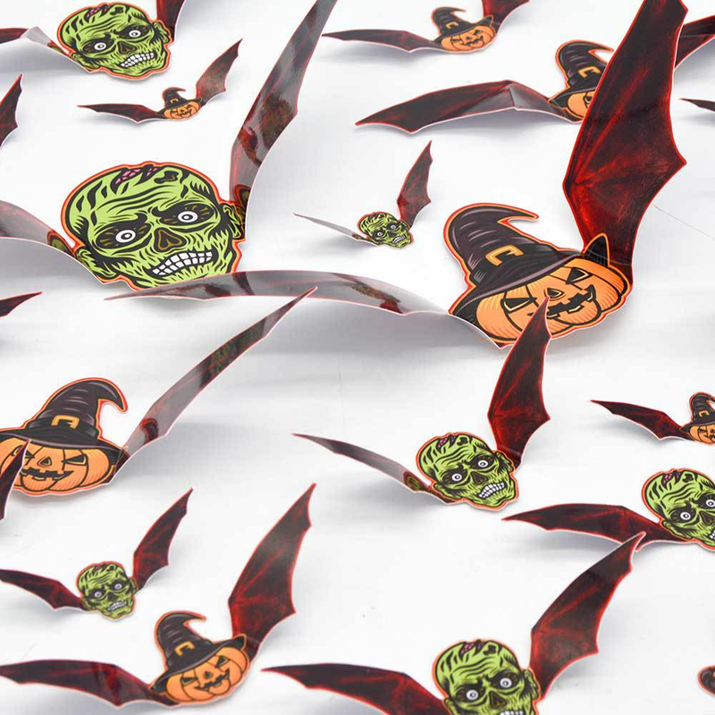 3D Helovīna PET Bat Ghost BOO sienas uzlīme Logu garāžas dekorēšanai liela sienas uzlīme_voghion.com