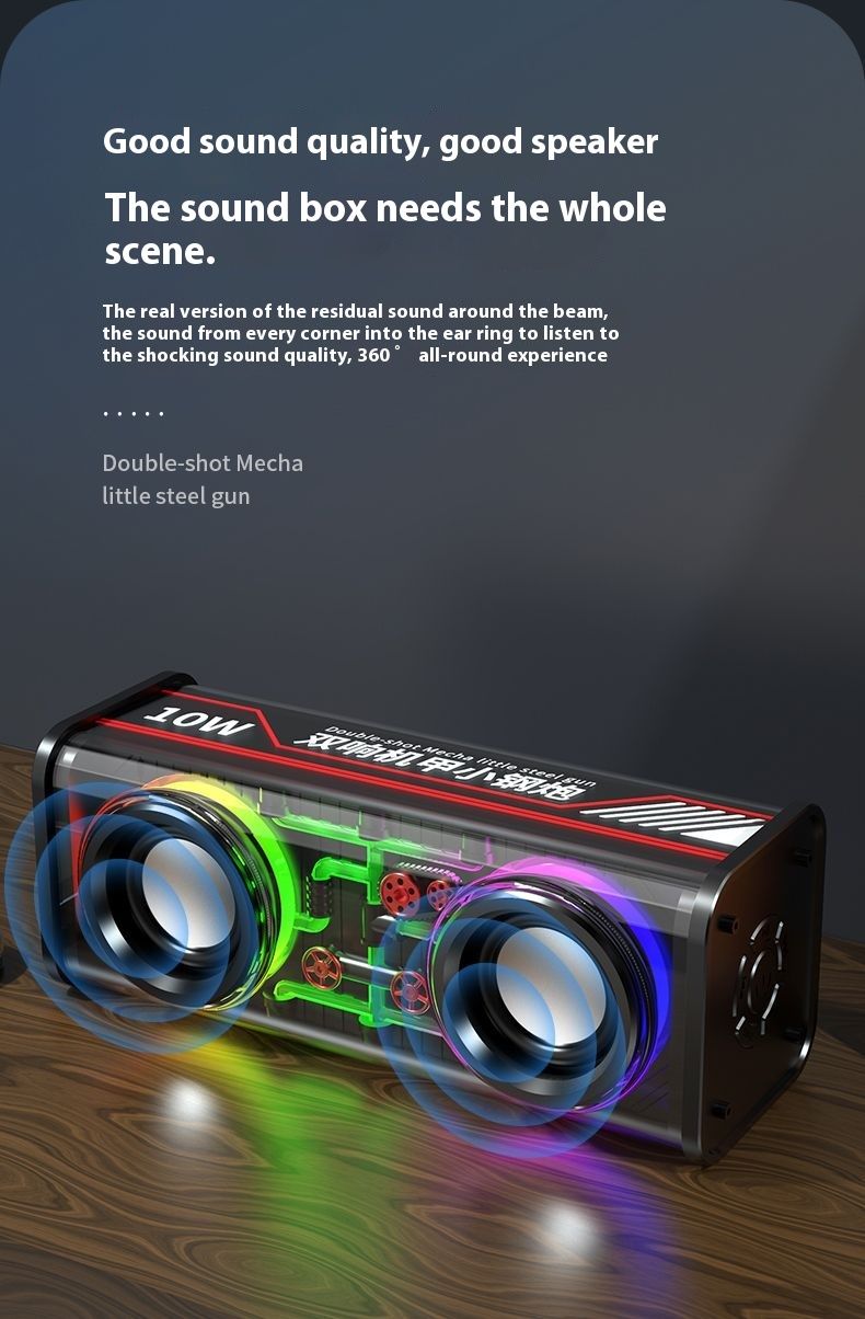 Advanced V88 Internet Celebrity Transparent Mech Cyberpunk Dual Speaker Large Desktop Audio Bluetooth_voghion.com