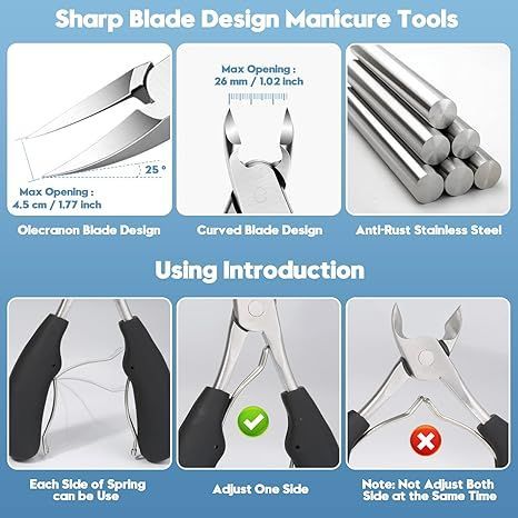 Podiatrist Toenail Clippers, Professional Heavy Duty Ingrown & Thick Toe Nail Clippers For Men & Seniors, Pedicure Tools Kit With Nail Cutter Super Sharp Curved Blade Manicure Tools_voghion.com