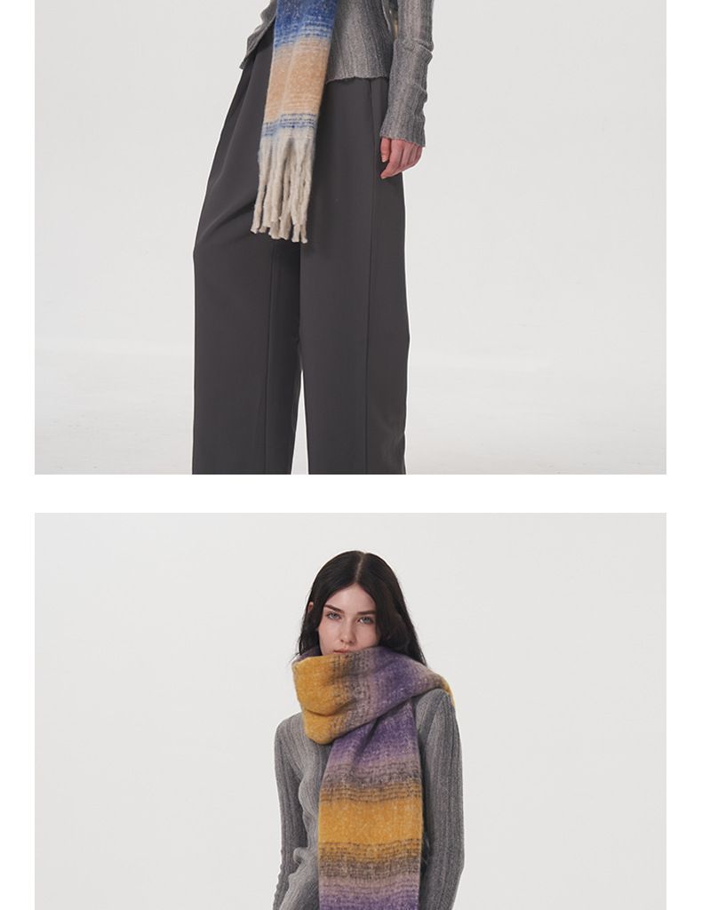 cachemire enfants hiver agrandissement élargissement 50cm blocage de couleur chaud et confortable plaid rayé gland_voghion.com