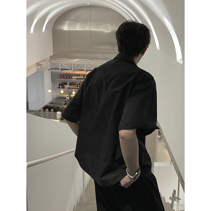 Korejska različica retro poletne kratke rokave, nišna majica z zadrgo, moška ohlapna in vrhunska jakna, trendovska poletna majica_voghion.com