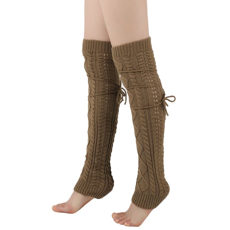 Grenzüberschreitende Fußwärmerstrümpfe aus Schurwolle Herbst- und Winter-Overknee-Socken in Volltonfarbe Europäische und amerikanische lange Schnürsocken für Damen_voghion.com