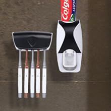 Automatic Toothpaste Dispenser & Toothbrush Holder Set - Black Family Bathroom Organizer_voghion.com