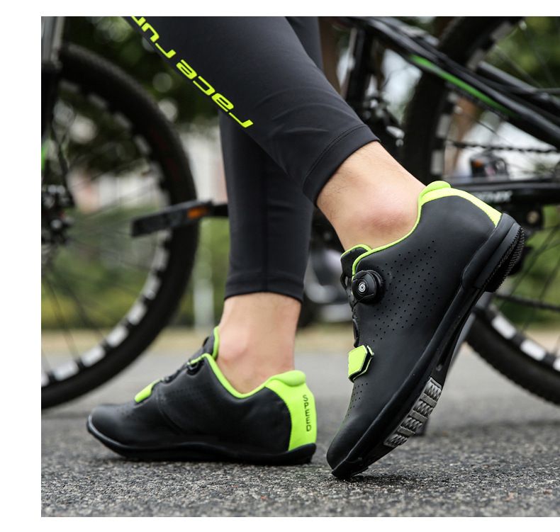Novo estilo de calçados de ciclismo com travas, calçados com trava de fivela dupla, calçados de bicicleta de estrada masculinos e femininos, solado rígido de borracha para mountain bike_voghion.com