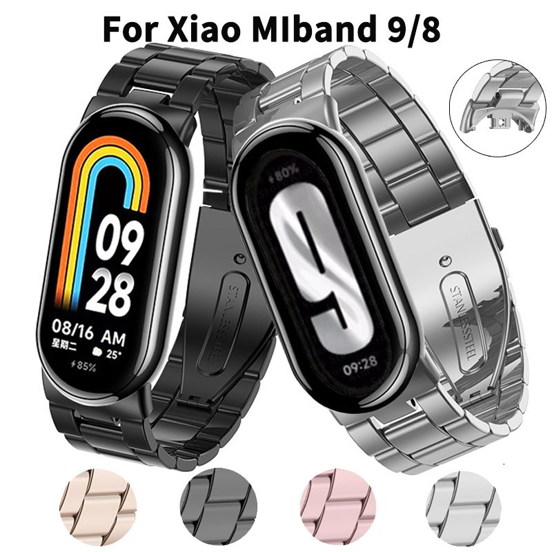 Rostfritt stålarmband för Xiaomi Mi Band 9 8 smartband företagsmetallarmband klockarmband för Xiaomi Band 9 8 tillbehör_voghion.com