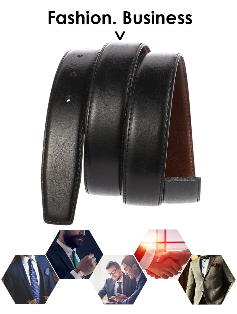 HOT VATLTY 3.3cm Real Leather Men High-quality Natural Cowhide Black Without Buckle No Interlayer Business Belt Male_voghion.com