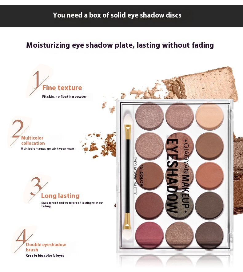 Hochwertige mehrfarbige Nude-Lidschattenplatte 15 Farben Erdfarbe Perlglanz Matt Lidschatten Make-up_voghion.com