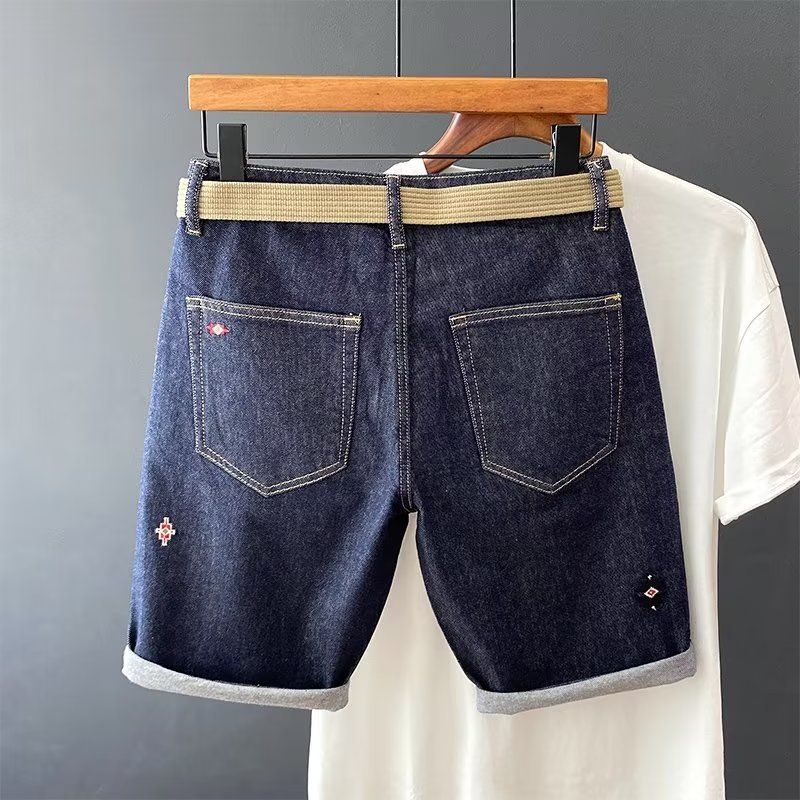 Men's Clothing Slim Fit Denim Shorts - Stretch Comfort Casual Jeans Shorts For Summer, Mid-Length Blue Denim Shorts, Korean Style Streetwear_voghion.com
