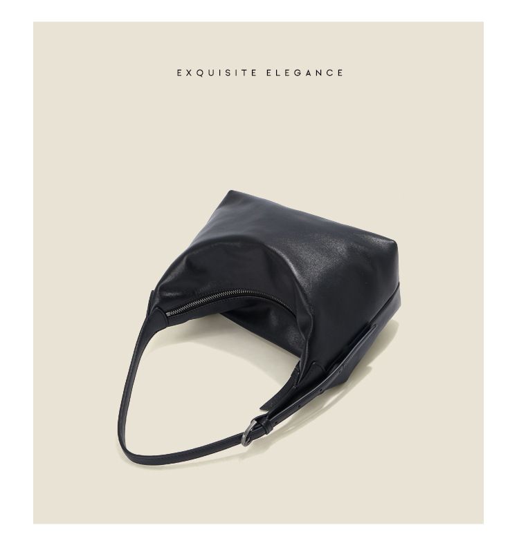 Borsa a tracolla da donna, in pelle bovina conciata al vegetale, con strato superiore, hobo bag in pelle, borsa tote da ascella, borsa Jiaozi a tracolla di grande capacità da donna_voghion.com