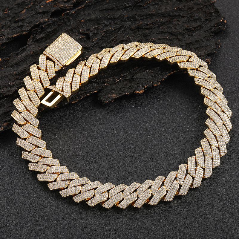 Collana con catena cubana a forma di diamante con zirconi a tre file da 20 mm, gioielli hip-hop da uomo, con diamanti_voghion.com
