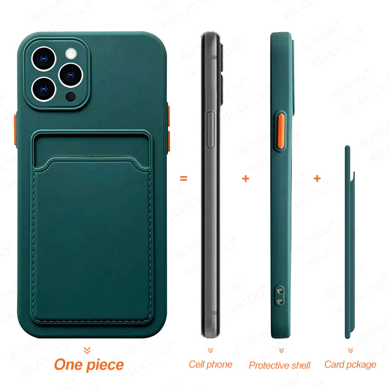 Luxus Card Holder Portemonnaie Case Fir iphone 12mini 12 pro max 11pro xr x xs max 8 7 plus se 2020 se2 12pro Liquid Silicone Cover_voghion.com