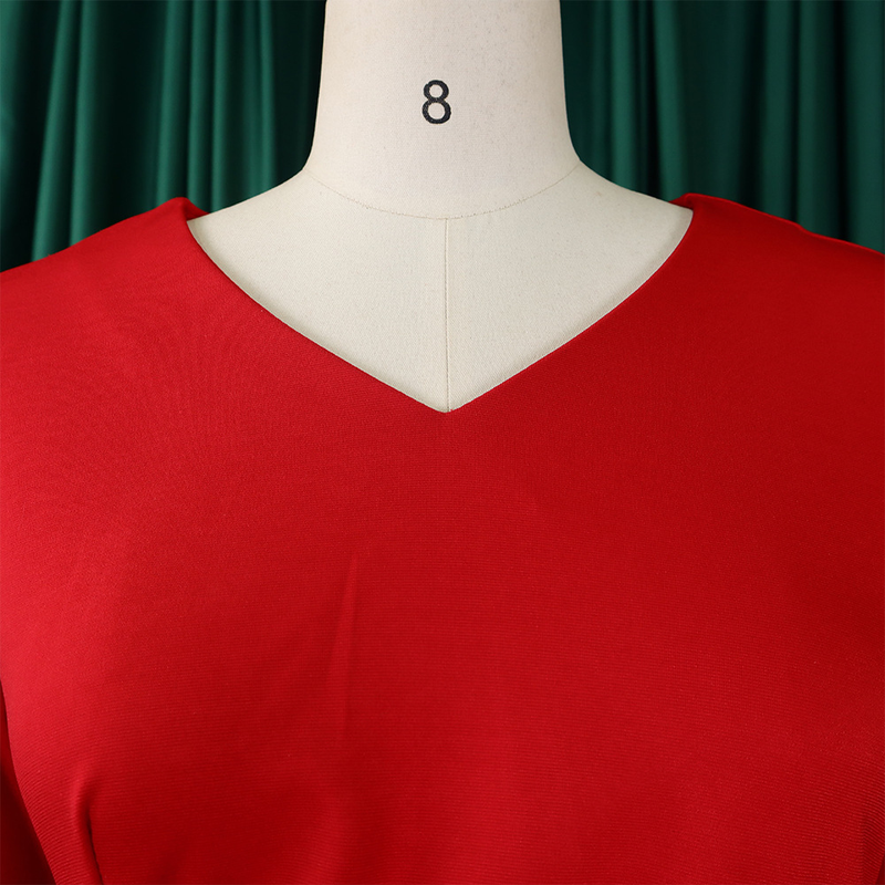 Moda feminina OL babados com decote em V tops e calças conjunto de duas peças_voghion.com