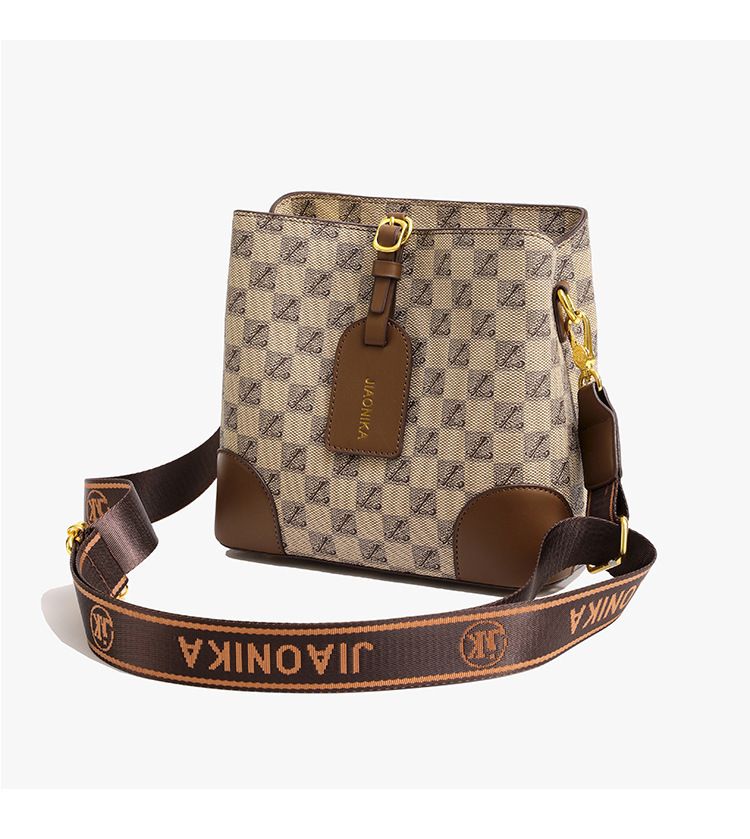 Women's Crossbody Bag Large Capacity PU Leather Printed Letter Shoulder Bag With Wide Strap For Daily Use_voghion.com