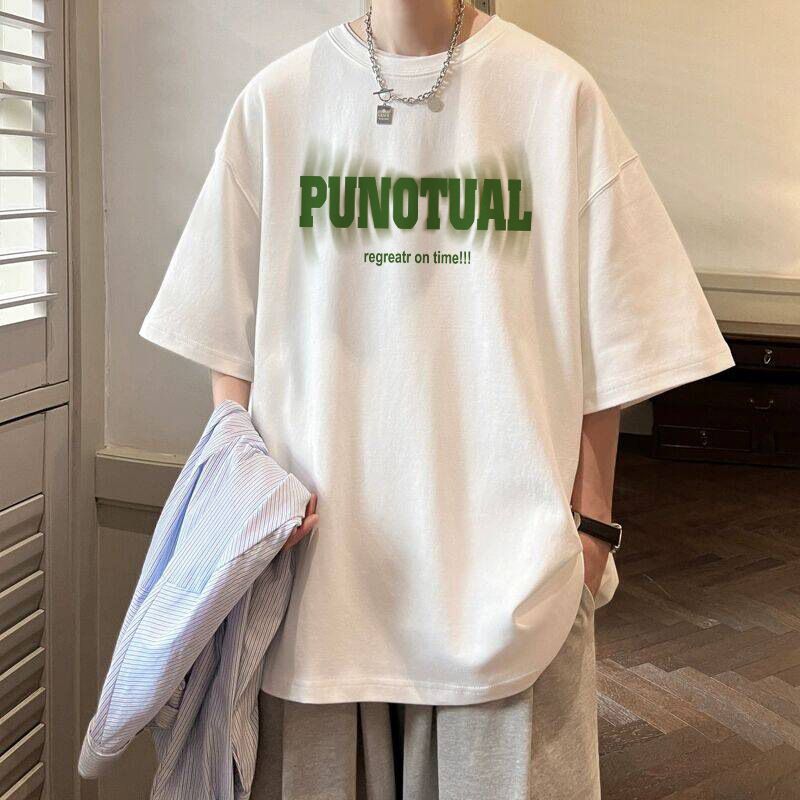 Unbeatable Quality Summer Trend Ins Printed Short T-shirt For Men, Loose Fitting Harajuku BF, Versatile Five Quarter Sleeve Couple Round_voghion.com