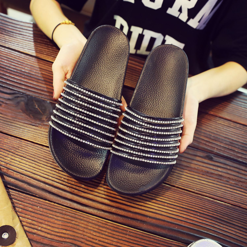 Olesale New Style Ready Stock Cross Border Independent Station Plus Size Craft Hausschuhe Shiny Diamond Sandalen Casual One Line Damen Sandalen_voghion.com