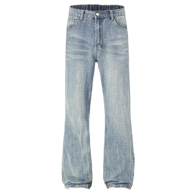 Men's Clothing Washed Jeans Retro Flared Straight Pants_voghion.com