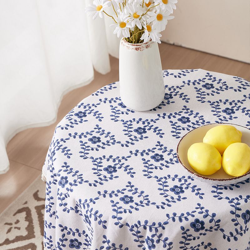 Nappe florale nordique en coton et polyester – Élégante et fonctionnelle pour les tables à manger et les tables basses (résistante à la chaleur, antidérapante, anti-poussière, motif floral beige)_voghion.com