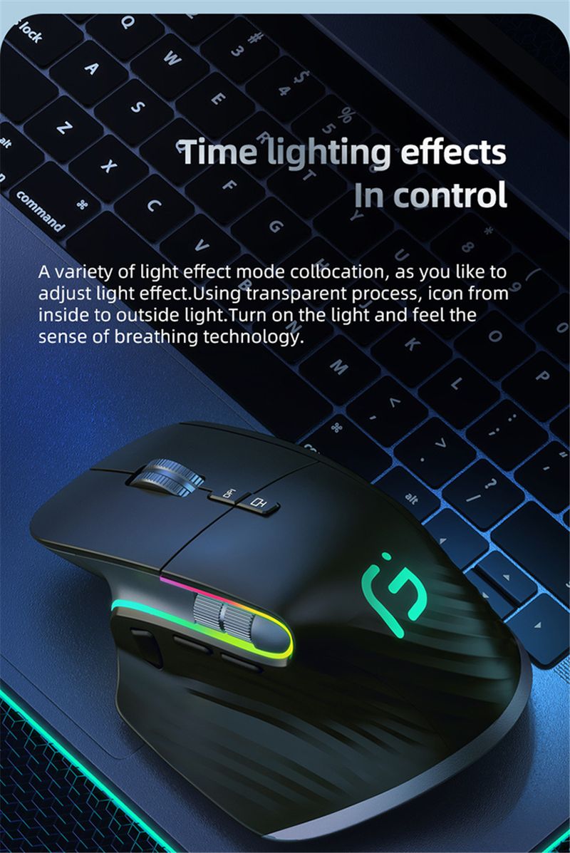 2,4 G Kabellose Bluetooth RGB Wiederaufladbare Ergonomische Computermaus Für Gaming Office_voghion.com