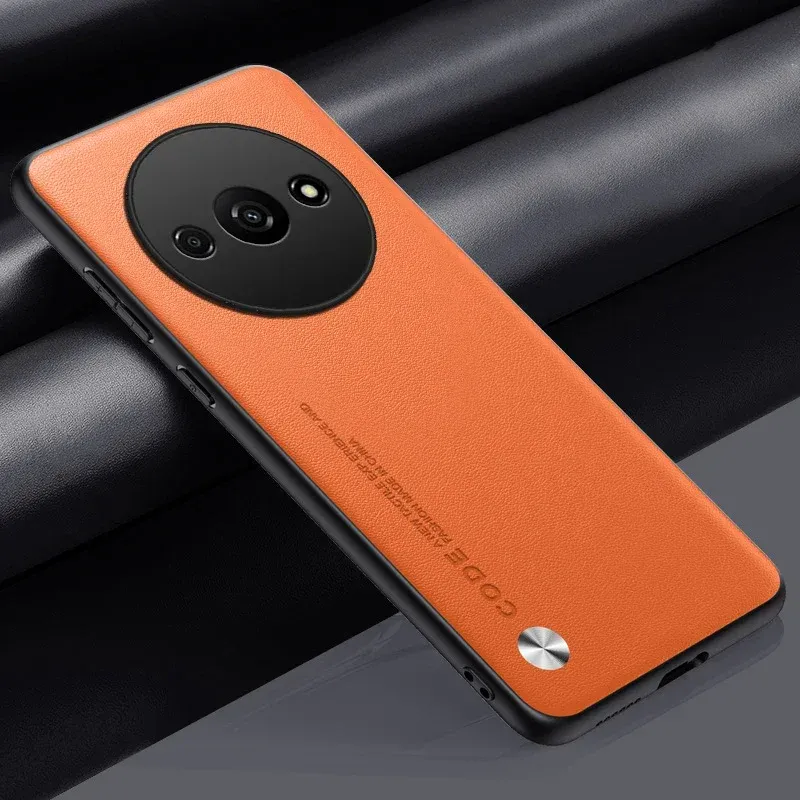 Luxuriöses, stoßfestes Hartschalenetui aus Leder für den Objektivschutz von Xiaomi Redmi A3 4G, rutschfeste Schutzhülle mit Fingerabdruck-Schutz_voghion.com