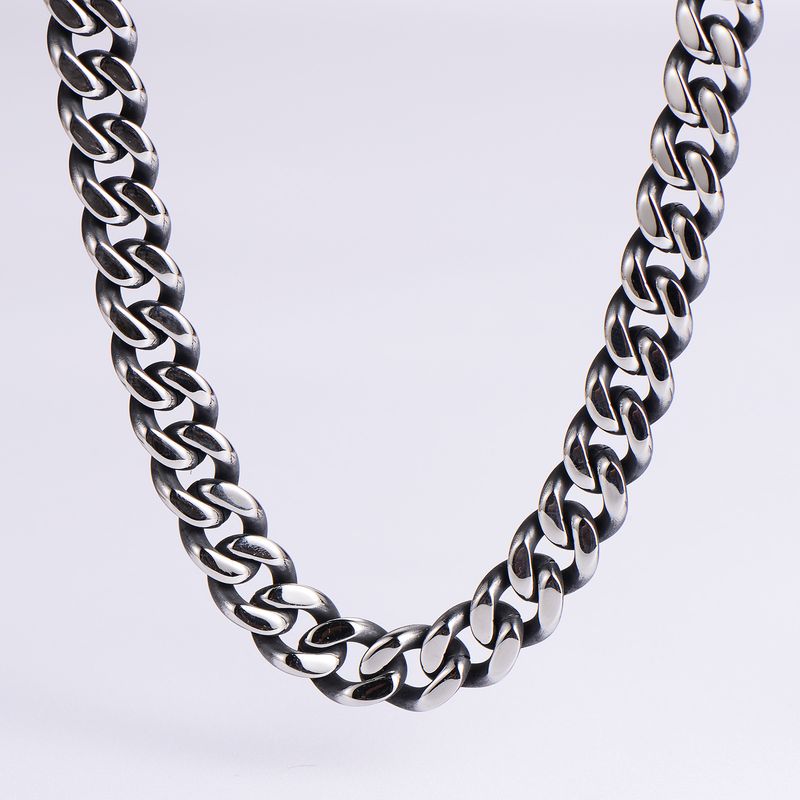 Men's Jewelry Hip Hop Jewelry Stainless Steel Polished Four Sided Grinding Necklace Cuban Chain Necklace_voghion.com