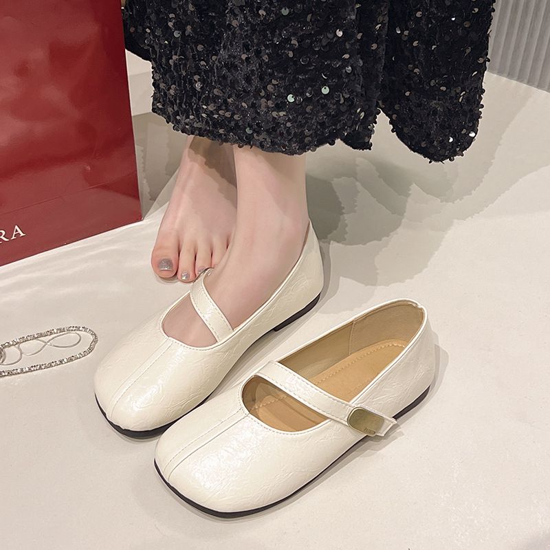 Spring And Autumn Shallow Mouth One Pedal Casual Shoes Doudou Shoes Foreign Trade Women's Shoes Flat Shoes Mary Jane Shoes Single Shoes_voghion.com
