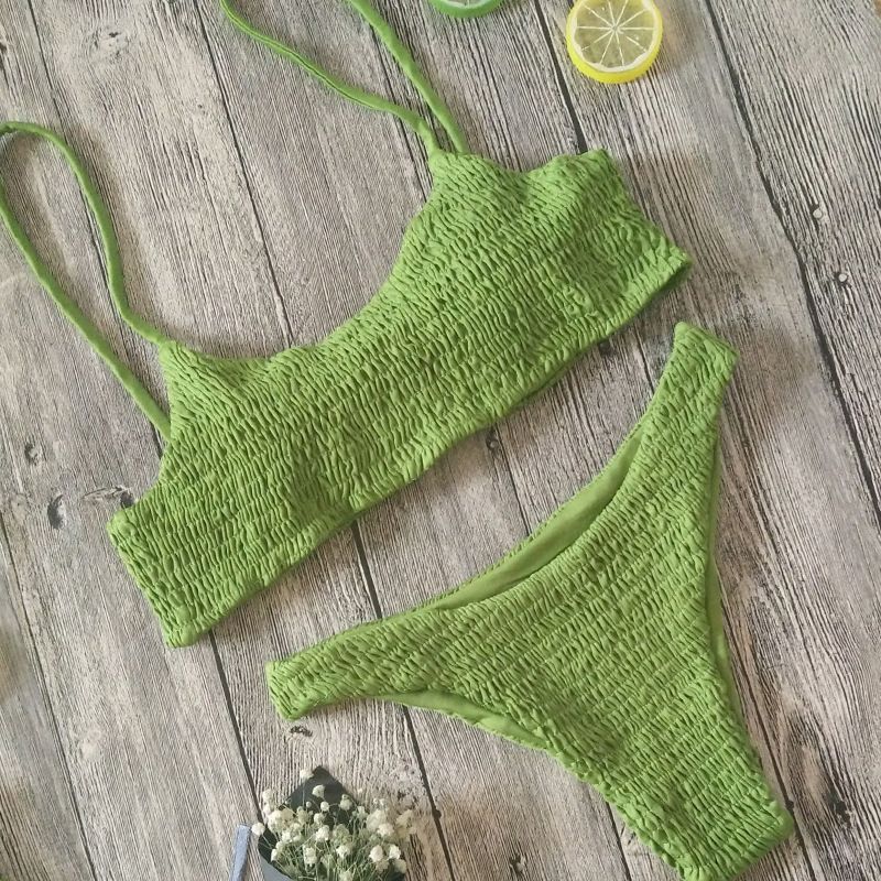 Costume da bagno caldo da donna, bikini sexy a triangolo plissettato _voghion.com