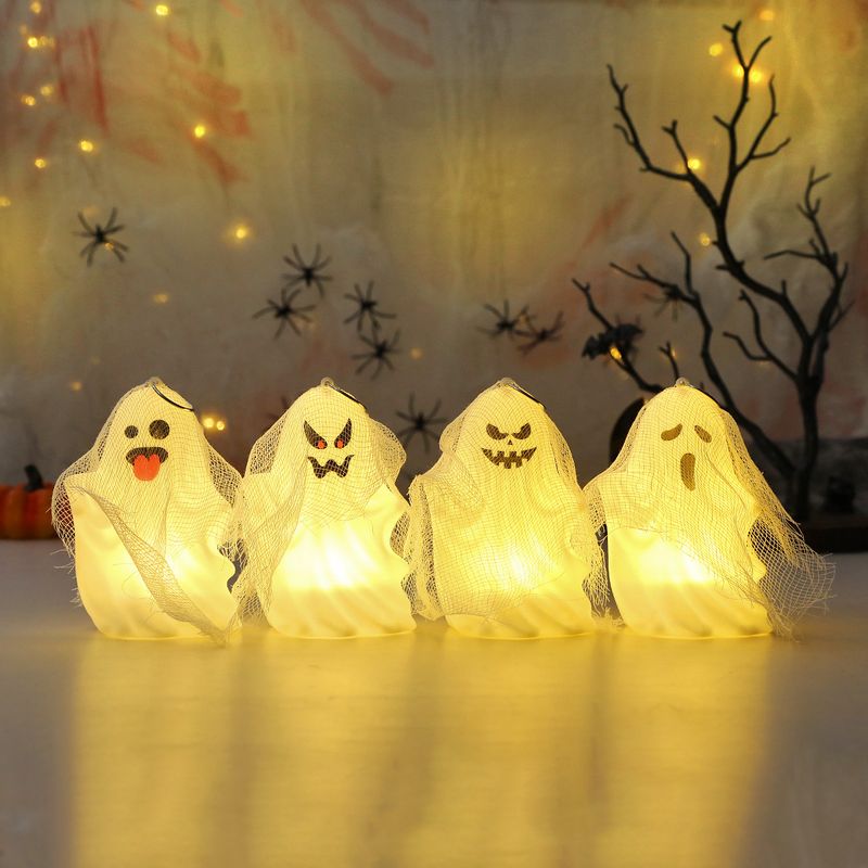 Halloween Ghost Decorations - Spooky Gauze Ghost Hanging Ornaments For Halloween Party, Trick Or Treat, Haunted House Decor (Set Of 4 Styles)_voghion.com