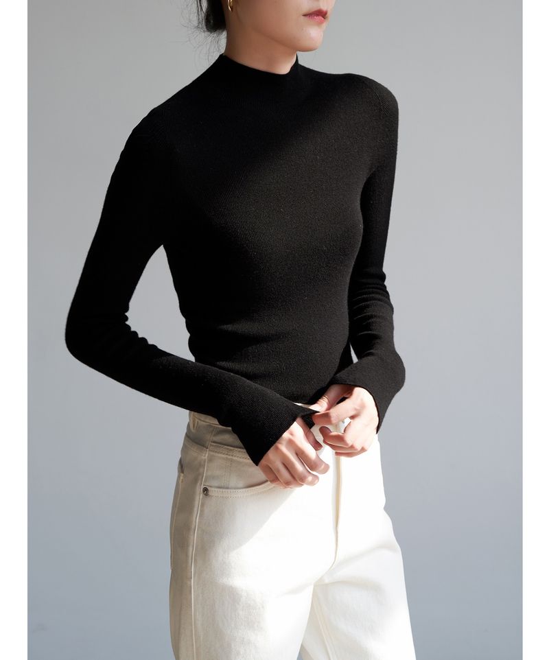 SS STUDIO Nahtloser Einteiliger Pendel-Eleganter Halbrollkragen-Wollstrickpullover Für Damen Herbst Winter Basishemd_voghion.com