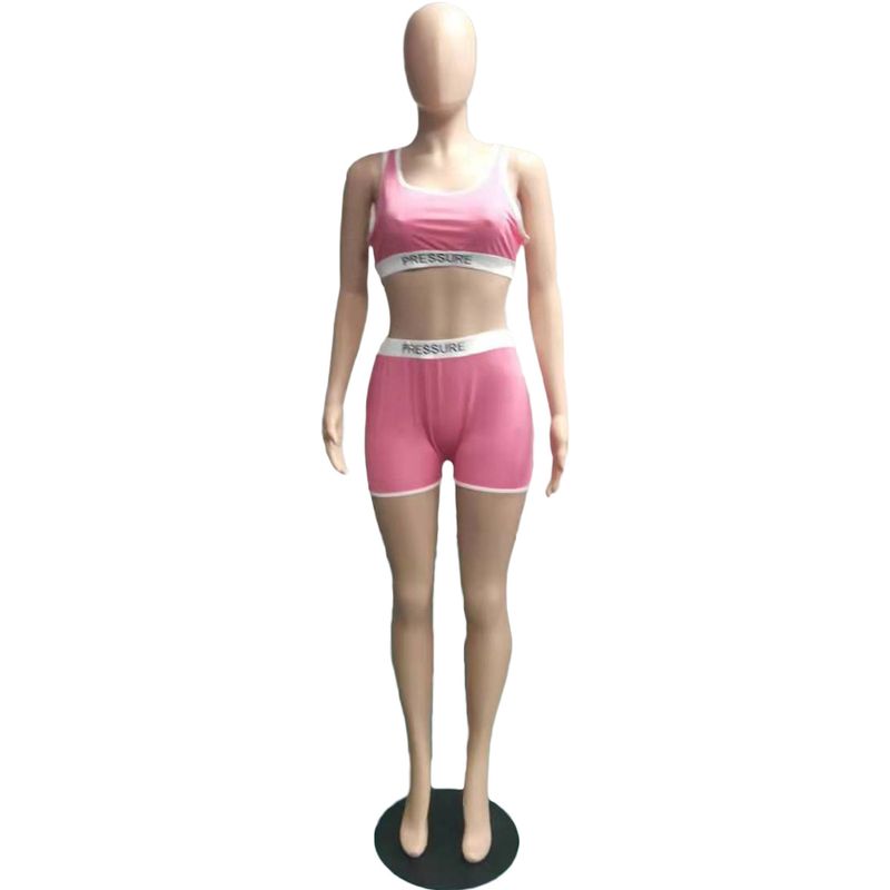 Vêtements pour femmes Station indépendante mode décontracté Sexy lettre imprimer maillot de bain deux pièces ensemble_voghion.com