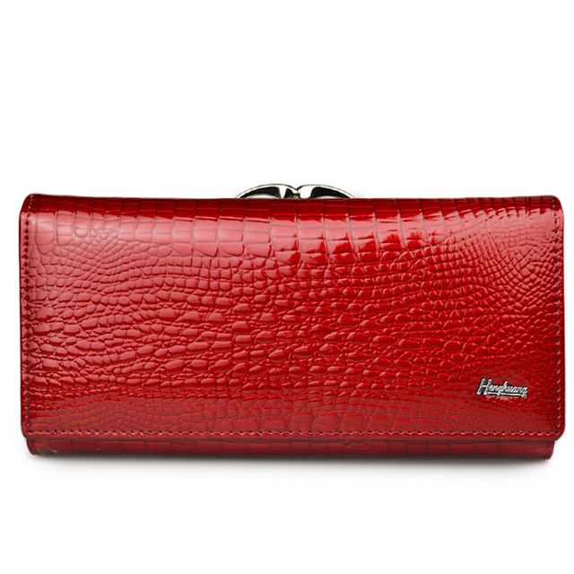 Portafoglio in vera pelle verniciata, portamonete da donna, pochette_voghion.com
