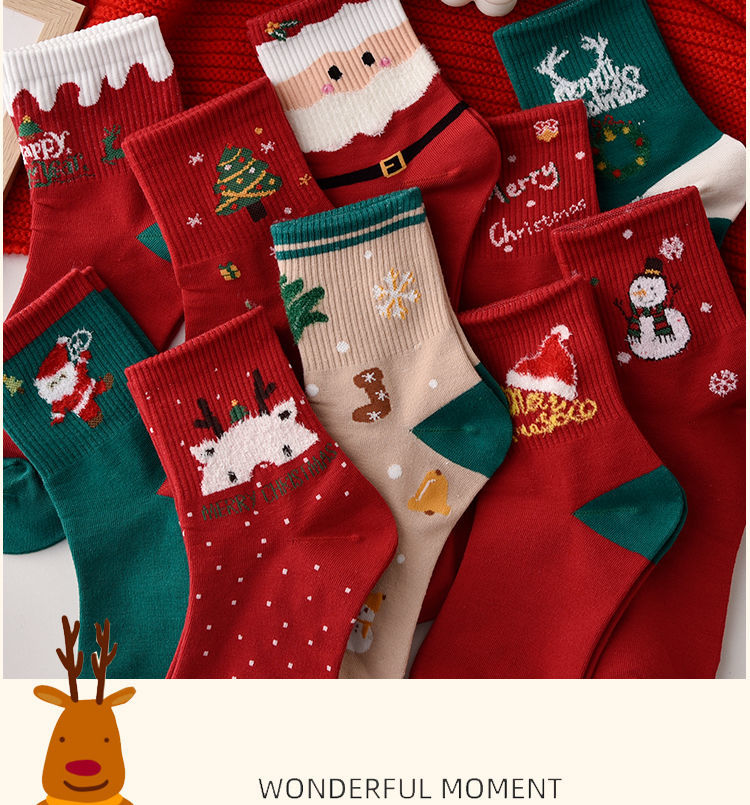 Christmas children's mid length , autumn and winter, red socks for the year of origin, couples, student gifts,_voghion.com