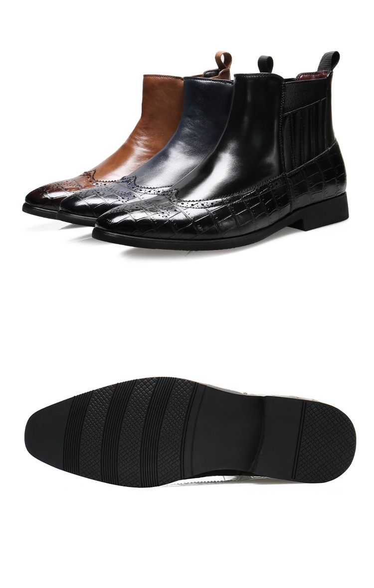 Botas Martin de punta puntiaguda Voyage 8655 Brogue para hombre, talla grande, para exportación_voghion.com