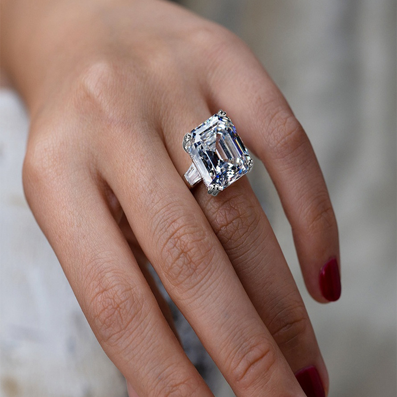 Heiße verkäufe Huitan Solitaire Große Rechteck CZ Frauen Hochzeit Engagement Ring Abend Party Elegante Weibliche Mode-Schmuck Geschenke_voghion.com