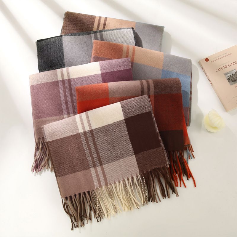 Bunte kontrastierende Plaid i Mitation Kaschmir Ins Stil, einfach zu tragen im Herbst Winter warm zu halten, Su Da Schal, Männer und_voghion.com