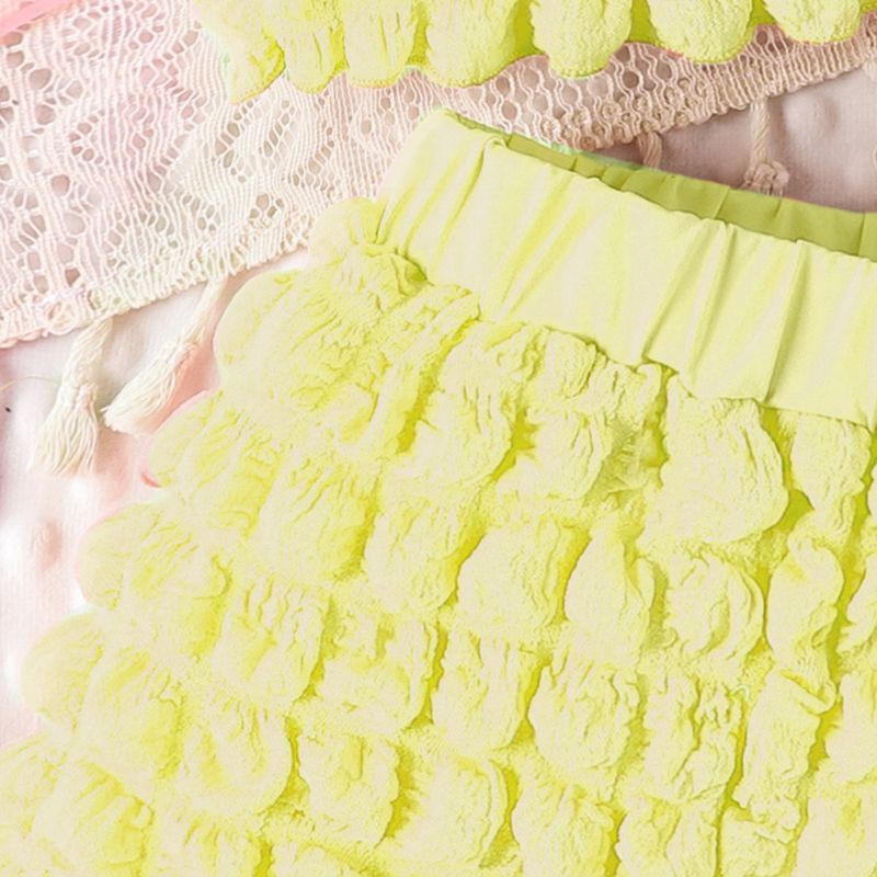 Ensemble d'été pour enfants, haut à manches courtes + short + sac à carreaux à bulles solides, couleur bonbon, ensemble pour filles_voghion.com