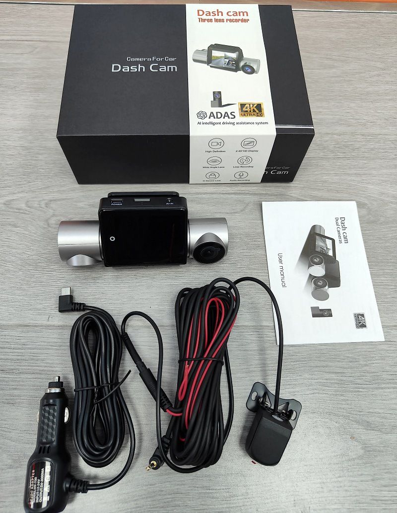 HD 3-Lens Touch Screen Front 2K+1080+1080 Mobile Interconnection With WiFi GPS ADAS Recorder_voghion.com