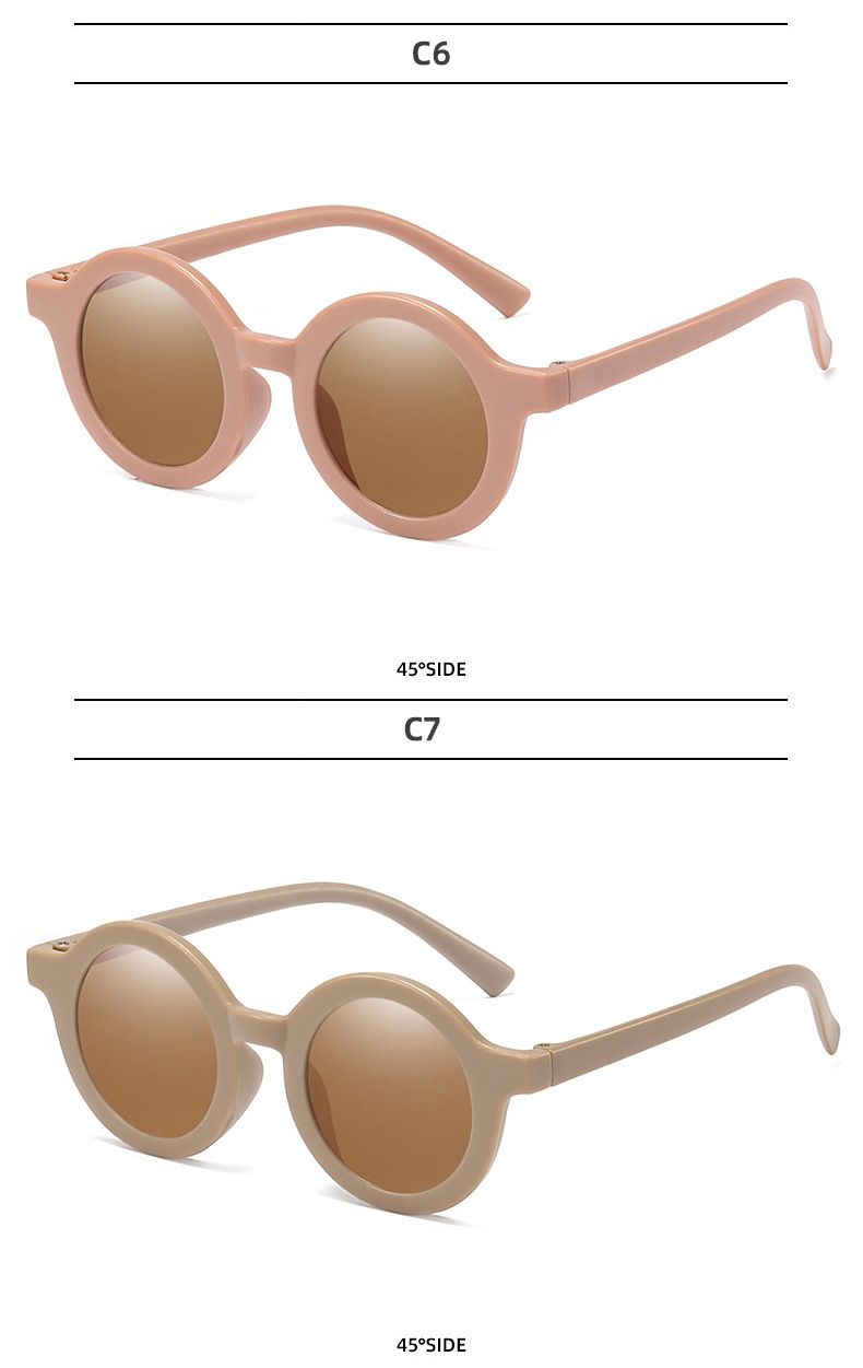 Gafas de sol con montura redonda, modernas y modernas, estilo crema de Instagram, para niños, versión coreana, resistentes a los rayos UV para bebés_voghion.com