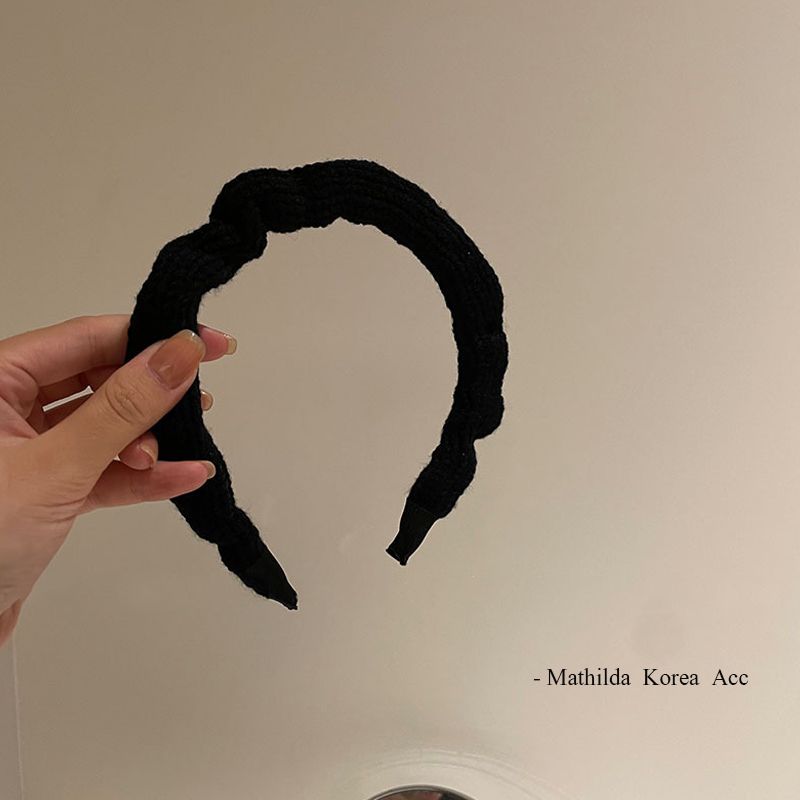 Fascia per capelli a tesa larga con aumento di altezza, in maglia di perle nere, stile francese, di qualità imbattibile_voghion.com
