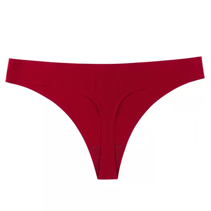 2025d Minimalist One-Piece Seamless Sports Yoga Ice Silk Ribbed Cotton Crotch Low-Waist Thong For Women_voghion.com
