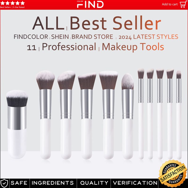 11-teiliges Champagner-Make-up-Pinselset – 5 große und 5 kleine Pinsel mit einzigartigem Chubby-Foundation-Pinsel_voghion.com