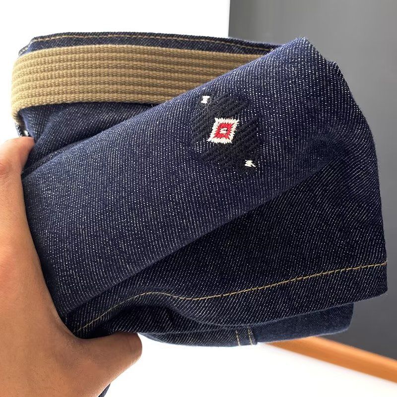 Summer New Trendy Belt Labeling Fashionable Boys' Shorts Simple, Casual, Versatile, Micro Elastic Half Cut Cowboy Mid_voghion.com