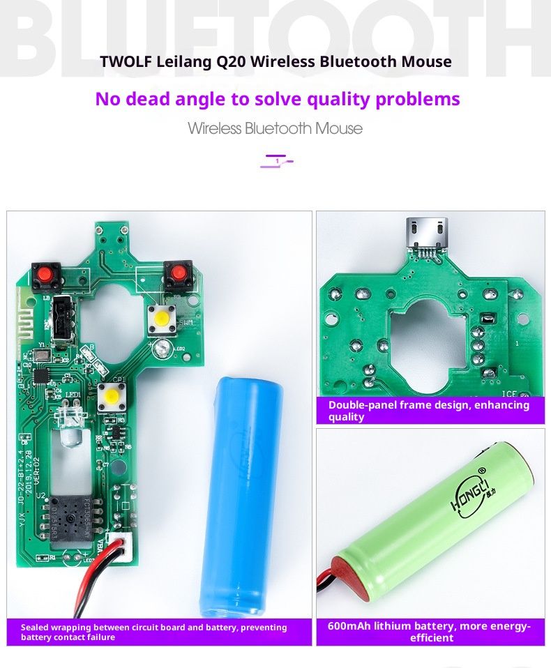 Mouse da ufficio silenzioso e luminoso Digitex 2.4G Bluetooth Wireless Dual Mode compatibile con la ricarica del laptop_voghion.com