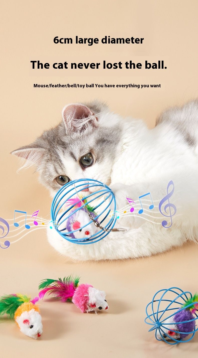 Cat toy simulation plush little mouse colorful feathers rustling sound, cat self fun interaction, boredom relieving pet_voghion.com