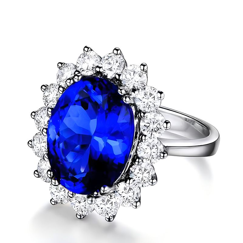 Daifei Style Blue Oversized Pigeon Egg Red Crystal Inlaid Index Finger Ring, Tanzanite Colored Women's Ring_voghion.com