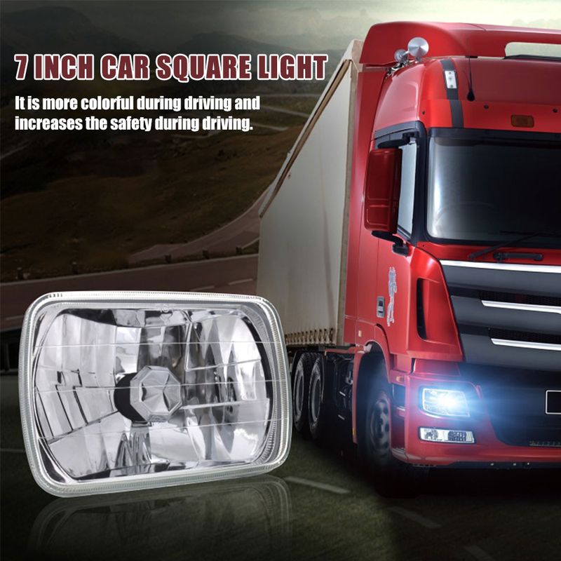 7" Inch 7x5 Square Headlight 6052 Glass Clear Lens Dia Cut White Lamp For H4/P43 Bulb OBD2 Car Accessories_voghion.com