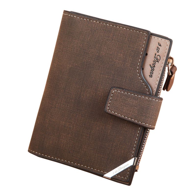 Hengsheng - Nueva cartera corta para hombre, estilo moderno, con múltiples ranuras para tarjetas, gran capacidad, mate, suave, con clip para billetes_voghion.com