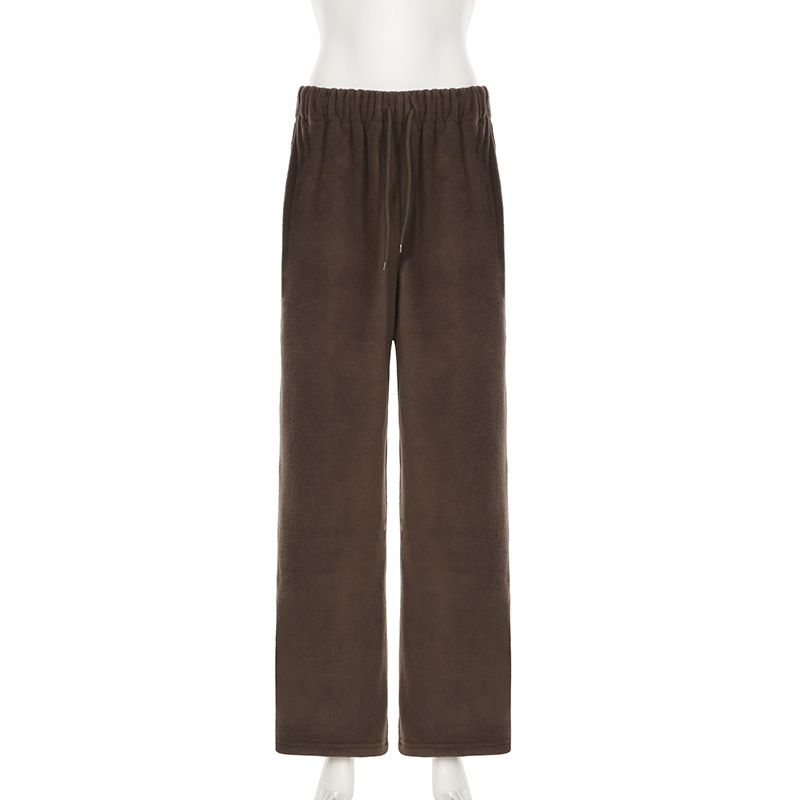 Pantaloni jogger in pile comodi per uomo e donna - Vestibilità morbida e rilassata, vita elasticizzata, abbigliamento urbano versatile, pantaloni casual da salotto in tinta unita_voghion.com